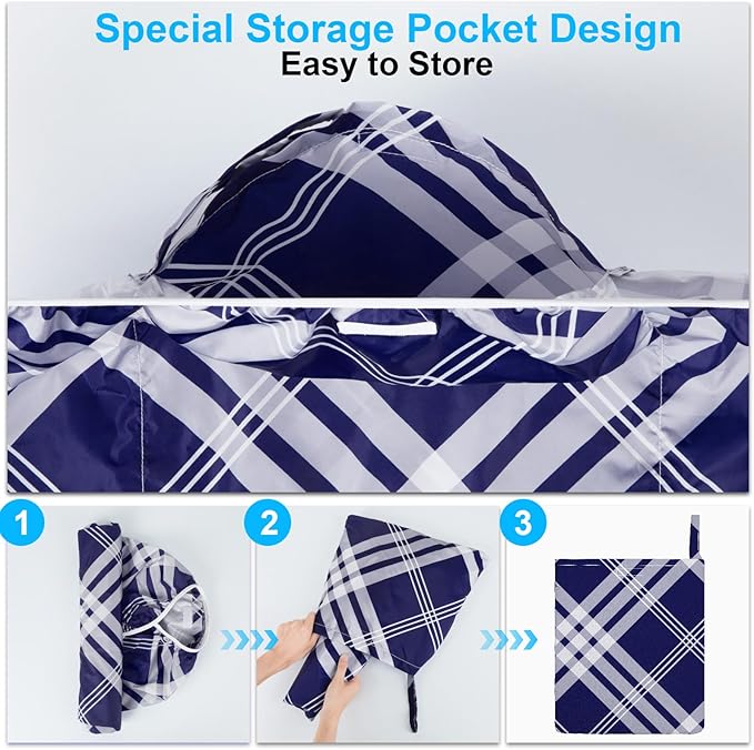 Picnic Table Cover with Bench Covers Portable Table Cloth Built-in Storage Pocket Picnic Table Covers With Elastic Waterproof Camping Essentials for RV Camping