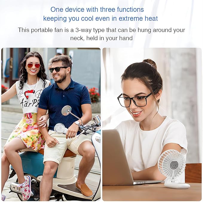 Psecici Handheld Fan, Mini Portable Personal Fan with lanyard, 4 Speeds Level 180° Foldable Design for Desk/Travel/Office/Outdoor