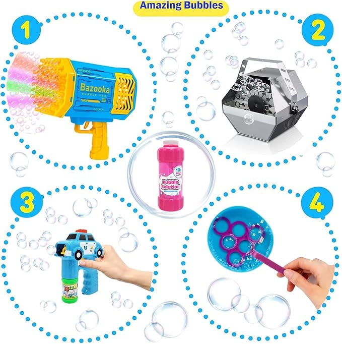 Pink 16oz Concentrated Bubble Solution, Refills up to 1.25 Gallons, Non-Toxic Concentrated Solution for Bubble Machines, Giant Bubble Wands, Bubble Gun and Blowers