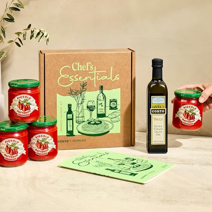 Corto x Stanislaus Chef’s Essentials Kit – Truly Extra Virgin Olive Oil - Ultra-Fresh Fall Harvest & Piccolo Datterini Baby Plum Tomatoes