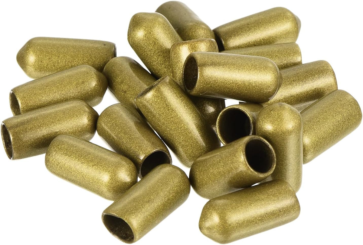 uxcell 20pcs Rubber End Caps 6.5mm ID Vinyl Round Tube Bolt Cap Cover Thread Protectors Gold