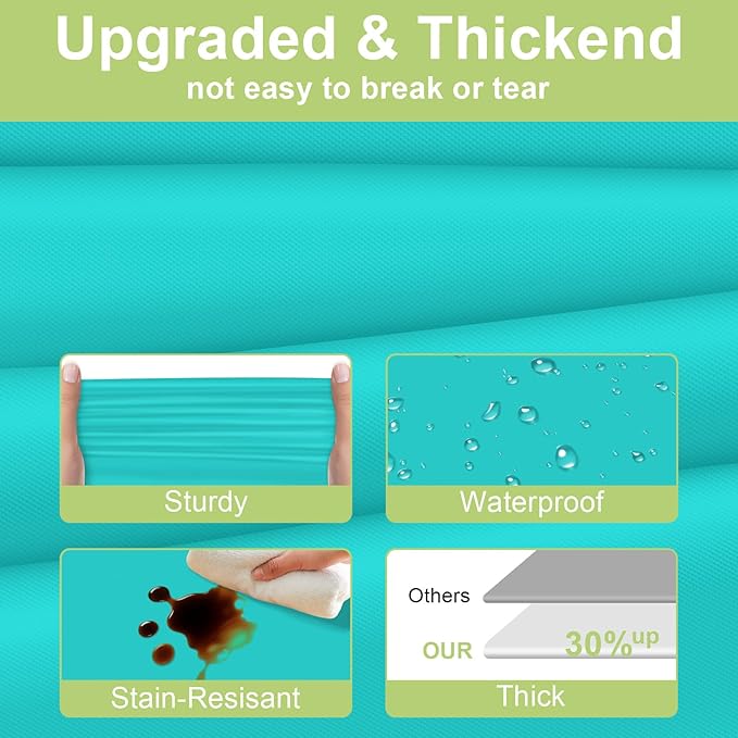 QIKSION Teal Plastic Table Cloth Disposable 12 Pack, 54 x 108 Inch Tablecloths for Easter Party, Summer, Turquoise Rectangle Table Cover