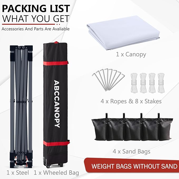 ABCCANOPY Outdoor Pop up Canopy Tent, 10x10 Instant Portable Canopy for Camping, Beach, Backyard, Snow White