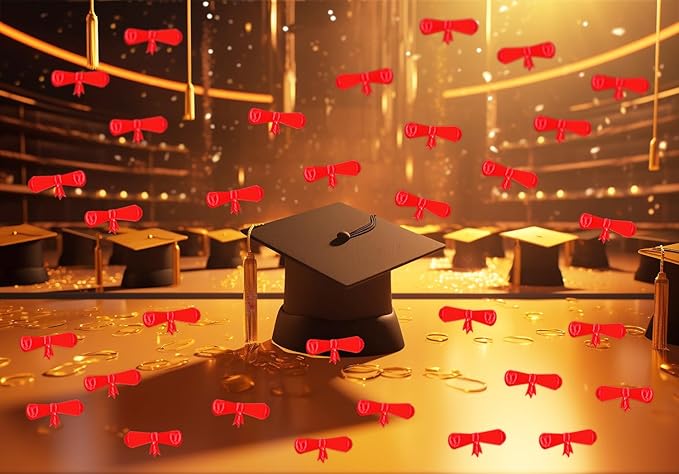 ONLYKXY 15gram Glitter Table Confetti Decor Scatter Bless Confetti Grad Party Decor for Congrats College Graduation Birthday Wedding Party Chocolate Favor Envelope Decal (Red Diploma)