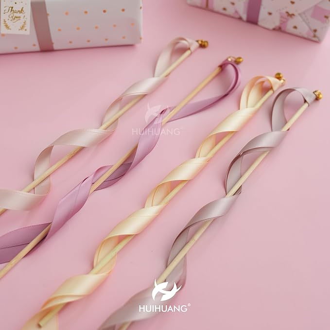 HUIHUANG Satin Ribbon 1/2 inch x 4 Rolls Dusty Rose/Rose Gold/Mauve Ribbon/Champagne for Gift Wrapping DIY Crafts Hairs Decor Flower Bouquets Wedding Decor- Total 40 Yards