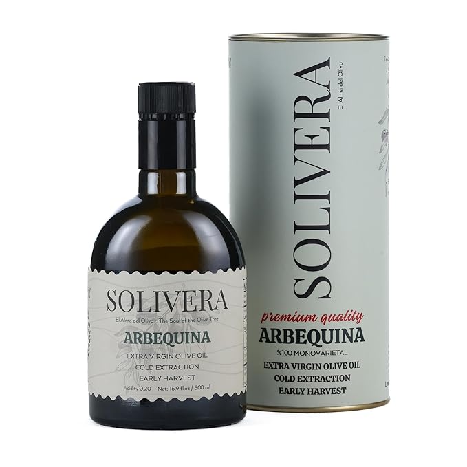 Solivera Arbequina Extra Virgin Olive Oil Cold Pressed, 300+ Polyphenols Rich, Single-Origin Organic Olive Oil, Delicately Fruity