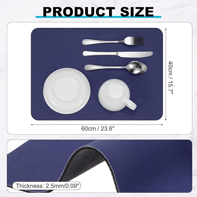 uxcell Silicone Mats for Kitchen Counter, 23.6" x 15.7" Non-Slip Countertop Protector Mat Heat Resistant Coffee Mat Waterproof Table Placemat, Dark Blue