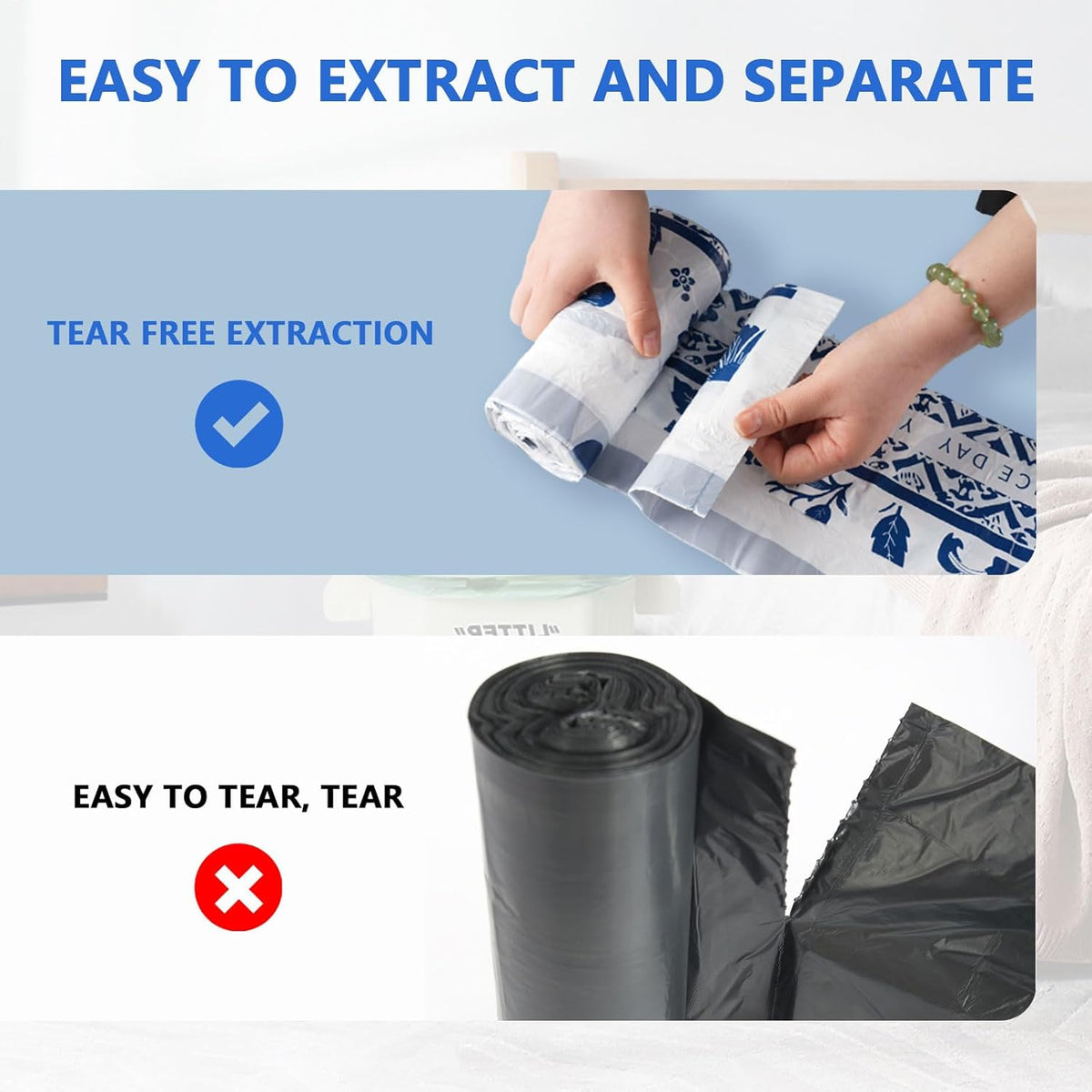 VOK Trash Bags 13 Gallon with Drawstring, Leakproof Printed Garbage Bags 13 Gallon Tall Kitchen, Tear-Resistant & Odor Control Kitchen Trash Bags for Home, Colored Portable Garbage Bags, 80 Counts