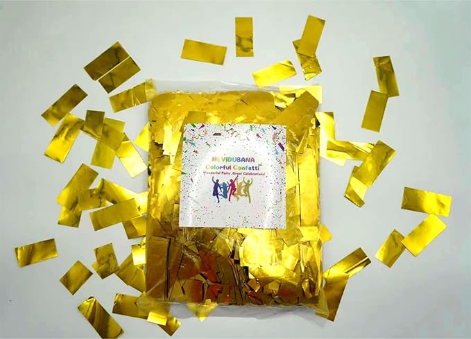 Gold Metallic Confetti Rectangle 2.2 lb - Fluttering Foil Confetti for Confeti Cannon and Launcher Use, Table Decorations,Birthday Parties,Weddings,Graduation Ceremonies
