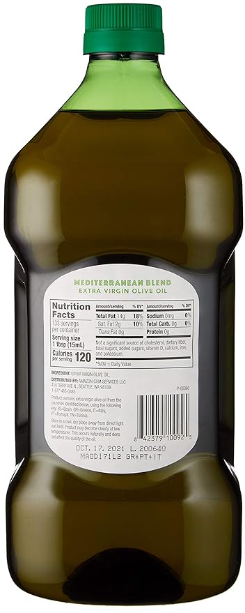 Fresh, Mediterranean Blend Extra Virgin Olive Oil, 2QT 3.6 Fl Oz (2L)