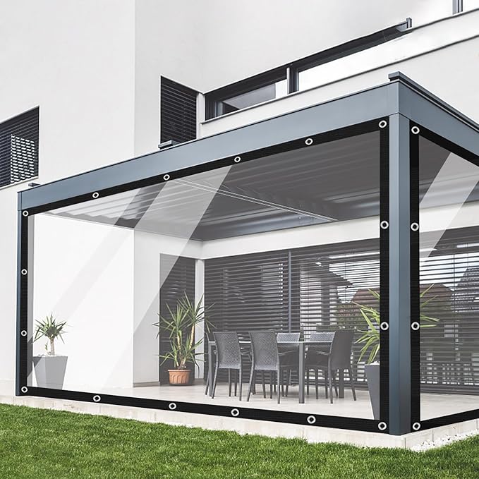 Clear Tarp (3' x 6'), 15 Mil Clear Vinyl PVC Tarp Waterproof Tarpaulin 100% Transparent PVC Tarps Small Cover Plastic Sheeting Window Sheets Drop Cloth（Black Edge）