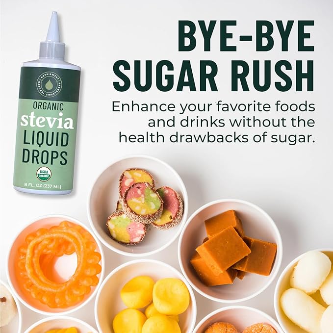 Organic Stevia Liquid Drops, 8 fl oz, Liquid Stevia Sweetener from Stevia Extracts, Zero Calorie Sweetener, Pure Stevia Liquid