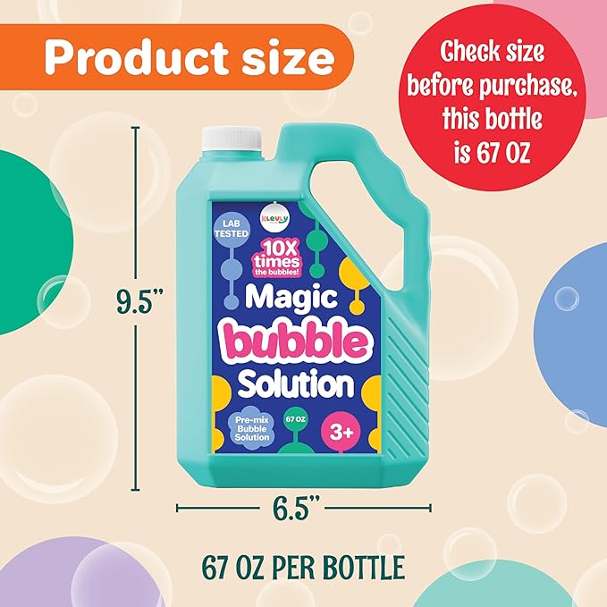 33 OZ Iridescent Bubble Solution Refill | Non-Toxic Pre-Mix Bubble Refill Solution No Mixing or Measuring Required | Bubbles for Kids | Bubbles Bulk | Bubble Machine Solution | Giant Bubbles (33, OZ)