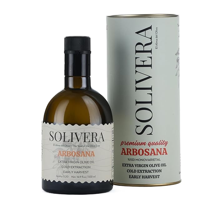 Solivera Arbosana Extra Virgin Olive Oil Cold Pressed 300+ High Polyphenols, Smooth Creamy & Nutty Flavor, Single-Origin Organic Olive Oil