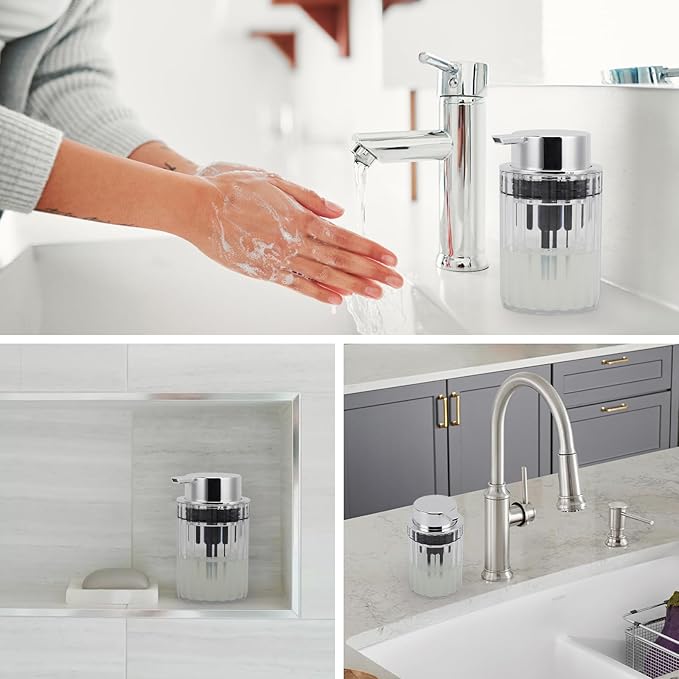 Segbeauty Foaming Hand Soap Dispenser Clear, 10.1oz Refillable Plastic Pump Bottle, 300ml Empty Foam Liquid Soap Lotion Dispenser for Bathroom Kitchen Counter Decor