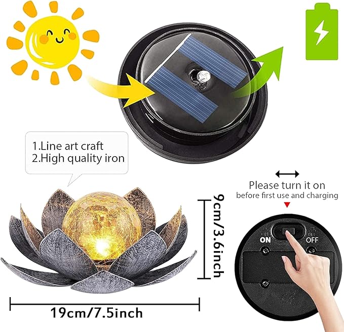 Solar Lanterns Outdoor Waterproof, Waterproof LED Metal Garden Decors for Patio, Yard, Lawn, Balcony, Outdoor Table, Ground