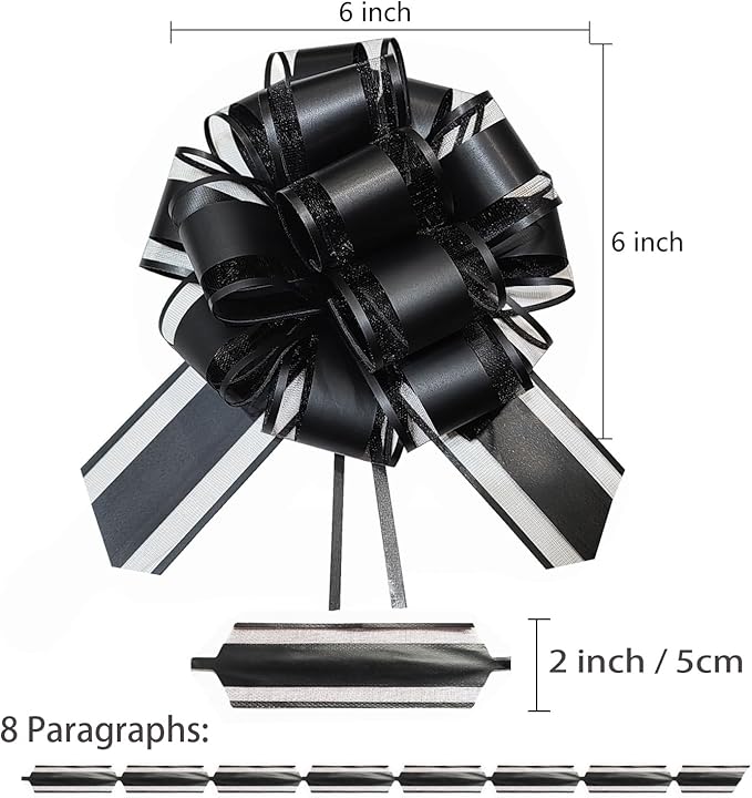 6PCS Bows for Gift Wrapping, 6 Inches Gift Bows with Mixed Color Gift Wrap Bows for Wedding, Basket, Valentines Day, Birthday, Anniversary, Florist Packaging