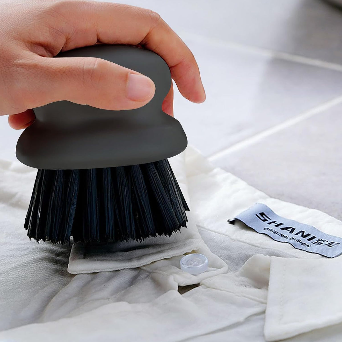 2Pack Dish Scrub Brush, Palm Brush Dish Scrubber with Ergonomic Grip, Kitchen Scrub Brushes for Cleaning for Pans, Pots, Kitchen Sink Cleaning-Black