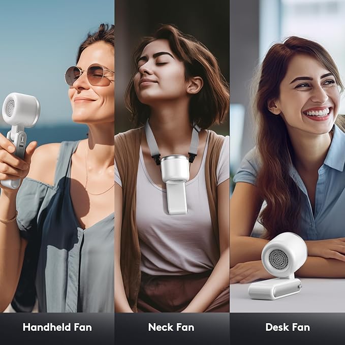 2-Pack Foldable Handheld Fan, 10000mAh Rechargeable Turbo Fan with Digital Display & 5 Speeds, Strong Winds Portable Mini Fan for Travel, Office, Outdoor, Gifts for Men Women (2 White)