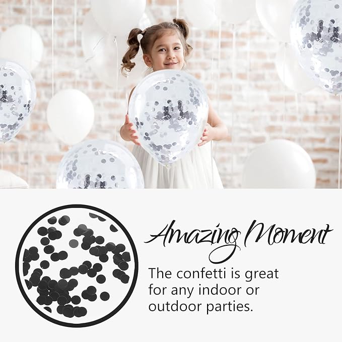 BATTIFE Metallic Glitter Foil Confetti Round Table Confetti Dots for Wedding Party Celebration Decorations 1.8oz - 0.6inch (Black)