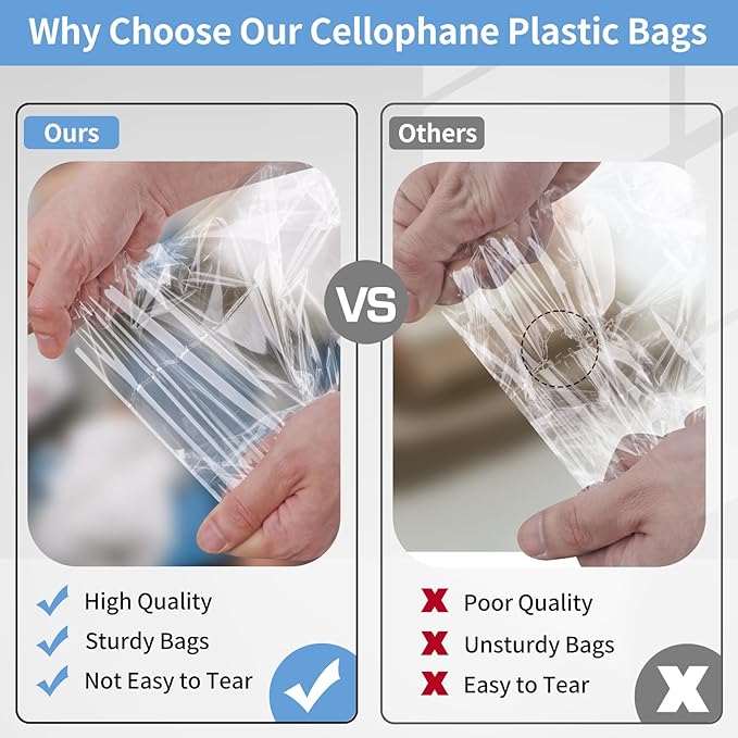 Cellophane Bags, 70 Pcs Resealable Clear Poly Bags for Clothes, Shirt Bag, Decorative Wrappers, Party Favors & Artwork(14x20)