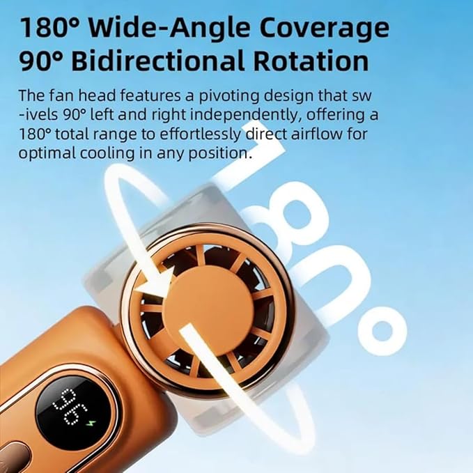 Mini Portable Handheld Clip Fan, 3-in-1 Rechargeable Clip on Fan for Clothes & Backpack, Wearable High Speed Body Fan with 180° Rotation for Outdoor Travel, Hiking & Camping (Orange)