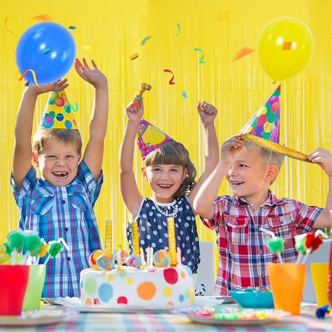 BEISHIDA 2Pcs Yellow Door Streamer, Yellow Backdrop, Foil Fringe Curtains Metallic Tinsel, for Halloween Backdrop Birthday Wedding Baby Shower Party Decoration (3.28 ft x 6.56 ft)