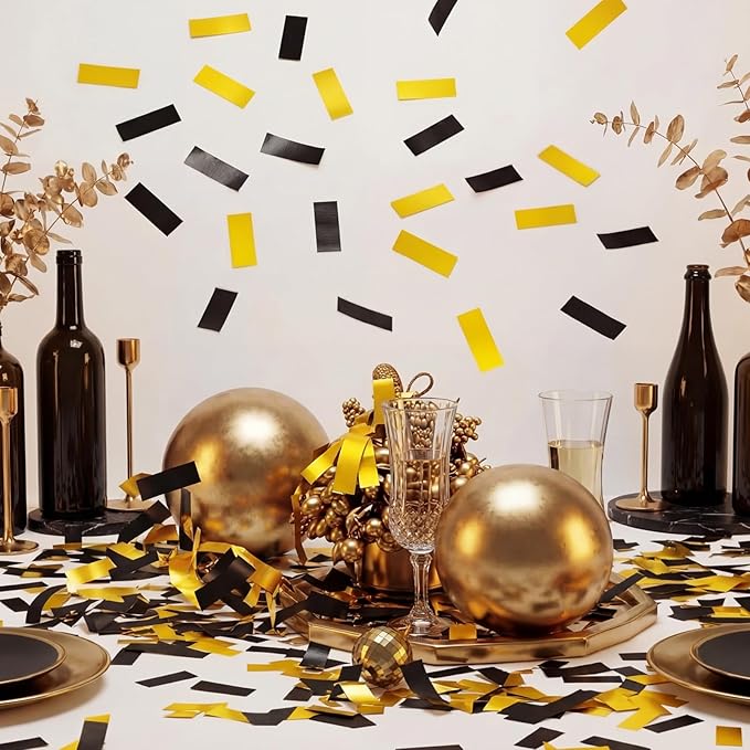 Sumind 1000 Grams Gold Black Large Metallic Confetti Glitter Throwable Table Scatter Foil Confetti for Wedding Birthday Party Baby Shower Graduation Valentine Halloween Christmas Celebrations
