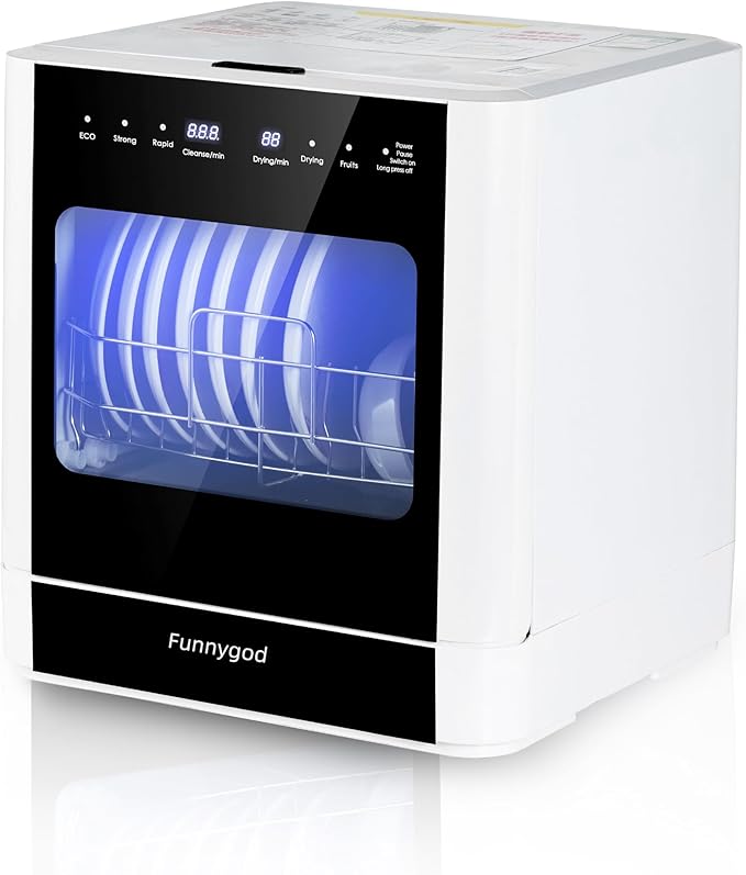 Countertop dishwasher, portable dishwasher, fully automatic, with 4 cleaning modes automatic water suction drying and disinfection functions can be connected to a faucet or bucket for use