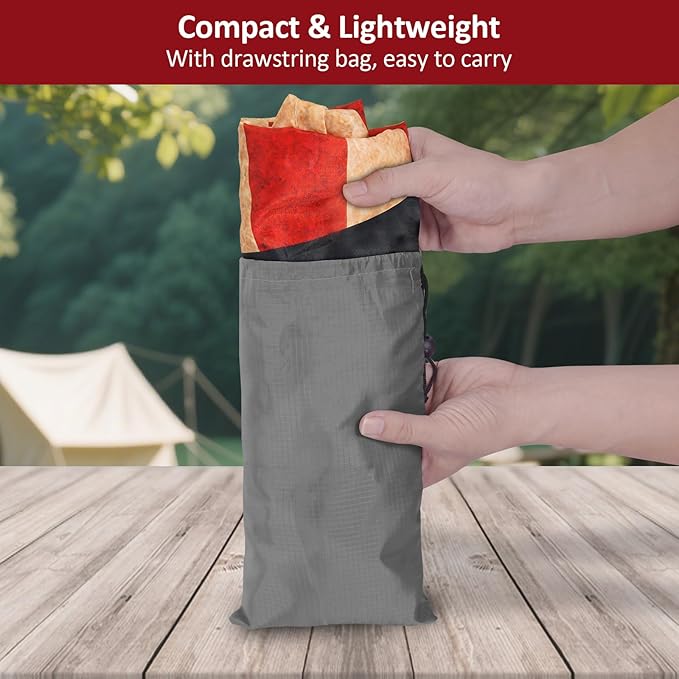 Picnic Table Cover with Bench Covers 6FT 3PCS, Camping Essentials Waterproof Windproof Tablecloth with Drawstring Bag, Fitted Rectangle Tables and Seats, 72", US Flag