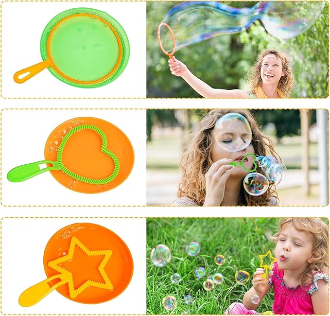 Roberly 19 PCS Big Bubble Wands Set with Tray, Giant Bubbles Wands Toys for Kids Adults Summer Outdoor Activities Birthday Gifts Party Favors