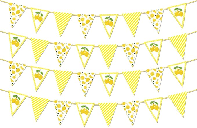 Lemonade Stand Party Decorations - 4PCS Fresh Lemonade Party Banner Supplies for Kids, Lemon Drink Bar Sign Garland Birthday Supplies Decor for Summer (No-DIY)