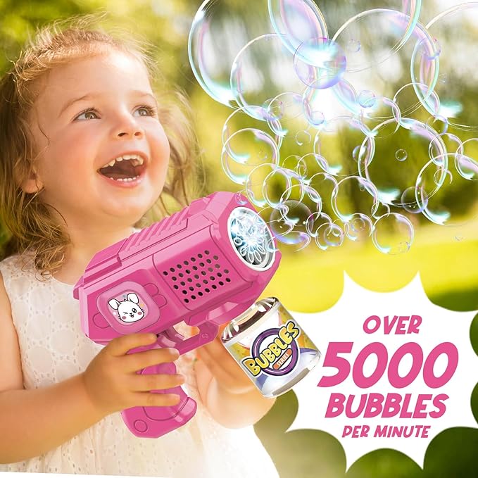 Bubble Guns with Bubble Solution- 3 Pack, Bubbles Gun, Blaster, Blower, Maker, Machine for Boys Girls, Birthday Gifts for Ages 3 4 5 6 7 8 Year Old Kid, Outdoor Toys for Toddlers, Party, Wedding