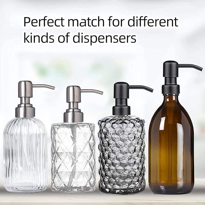 Easy Tang Durable 304 Rust Proof Stainless Steel Pump Head, Kitchen Soap Dispenser Pump Replacement for Regular Mouth Bottle (Black,2 Pack)