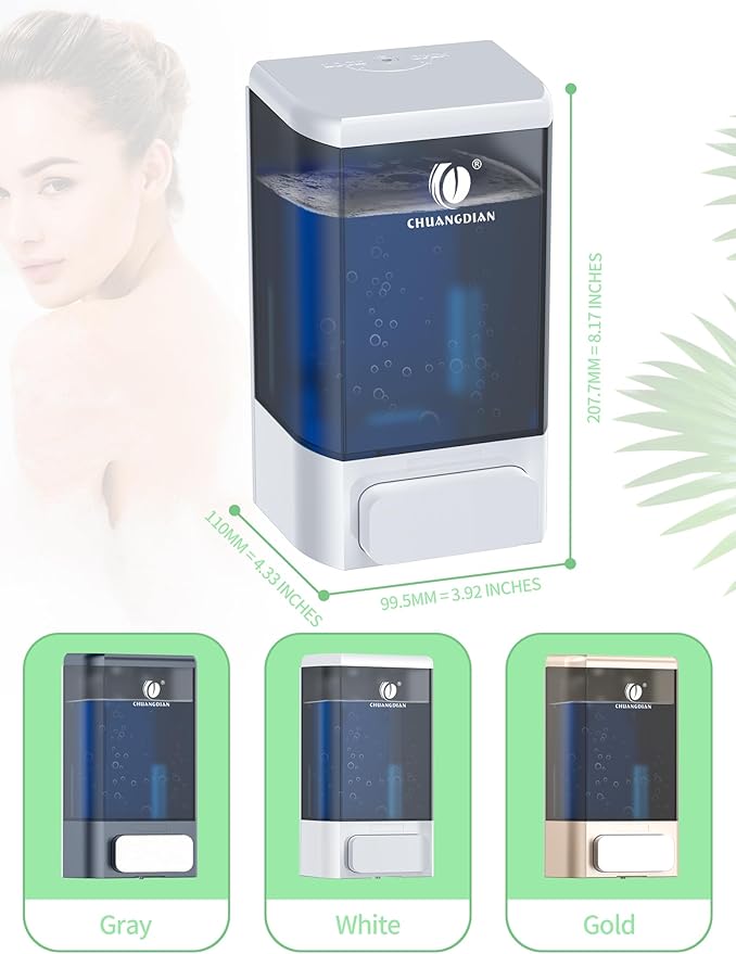 Hand Soap Dispenser Wall Mounted, 34oz (1000mL) Commercial Manual Refillable Liquid Soap Dispenser-White, CHUANGDIAN