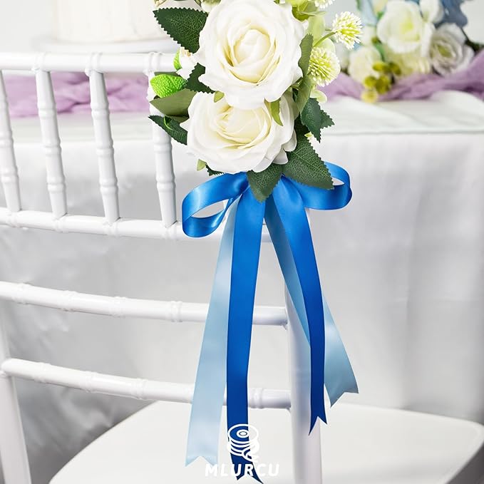 Blue Satin Ribbon 1 Inch Assorted Royal, Navy, Light, Dusty Blue Double Faced Satin Ribbon Set for Gift Wrapping, Flower Bouquet, Wedding Invitation, Baby Shower Decor, Hair Bows & Crafts - 30Yds