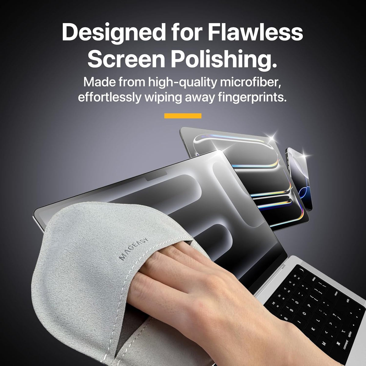 Mageasy Microfiber Cleaning Cloth for Screens of Laptops, Notebooks, Tablets, TV, Monitors and Smartphones - Premium Polishing Cloth