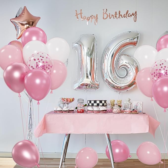60pcs Pink and White Balloons, 12" Metallic Pearl Pastel Baby Pink Confetti Balloons for wedding Baby Bridal Shower Princess Birthday Decorations (66ft Ribbons)