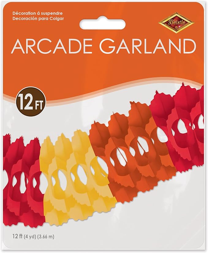 Beistle Tissue Paper Thanksgiving Arcade Garland Harvest Autumn Fall Party Decorations