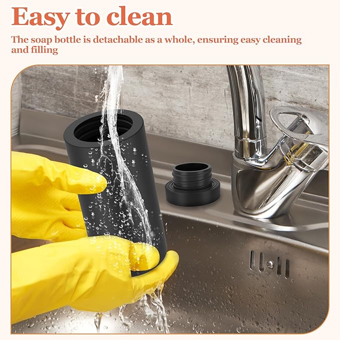8 Oz Dishwashing Liquid Dispenser, Silicone Dish Soap Dispenser, Reusable Soap Dispenser Hand Soap, Refillable Dish Soap Squeeze Bottle Portable Hand Soap Bottle for Bathroom (Black)