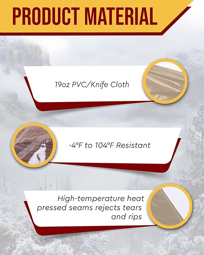 FoundGo 10'Hx10'W Outdoor Vinyl Curtains for Patio,19oz Clear Vinyl Patio Enclosure,Heavy Duty Clear Tarps Waterproof Vinyl Tarp with Grommets for Pergola, Porch,Gazebos,Balcony,-4℉ Cold Resistant