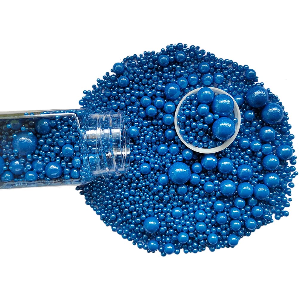 Edible Royal Blue Sugar Pearls Candy Sprinkles 120G/ 4.23Ounce Baking Cake Sprinkles Cupcake and Cake Topper Cookie Decorations Wedding Party