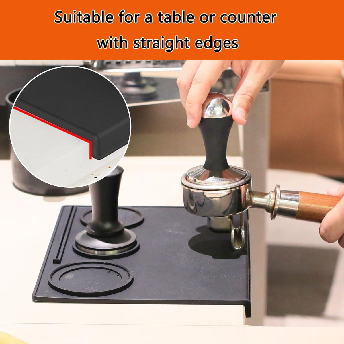 Espresso Tamping Mat, Silicone Coffee Tamping Mat with Three Grooved Sections Suitable for 51mm Tamper and Coffee Distributor