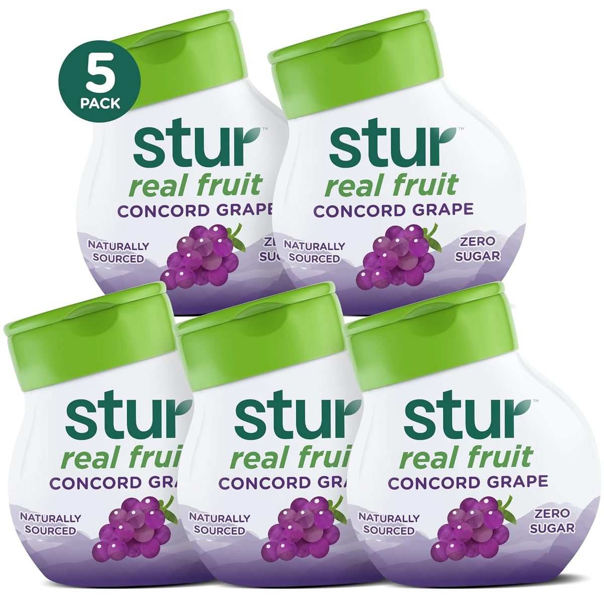 Stur Liquid Water Enhancer, Concord Grape, Naturally Sweetened, High in Vitamin C & Antioxidants, Sugar Free, Zero Calories, Keto, Vegan, 5 Bottles