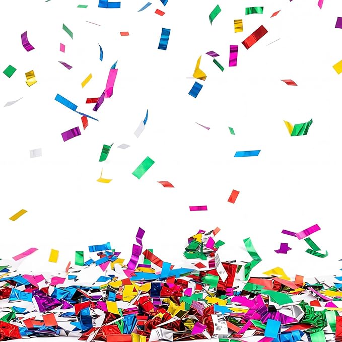 Sumind 1000 Grams Large Rainbow Metallic Confetti Multicolor Glitter Table Confetti Throwable Foil Party Decor for Wedding Birthday Gender Reveal Baby Shower Graduation Hanukkah Celebrations