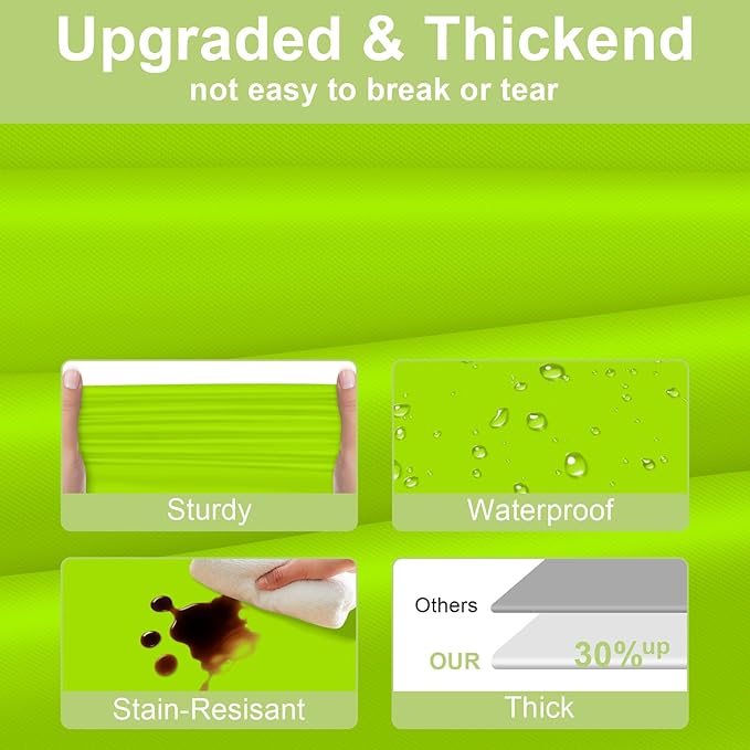 QIKSION Lime Green Plastic Table Cloth Disposable 2 Pack, 54 x 108 Inch Tablecloths for Party, Birthday, Halloween, Christmas Decorations, Rectangle Table Cover