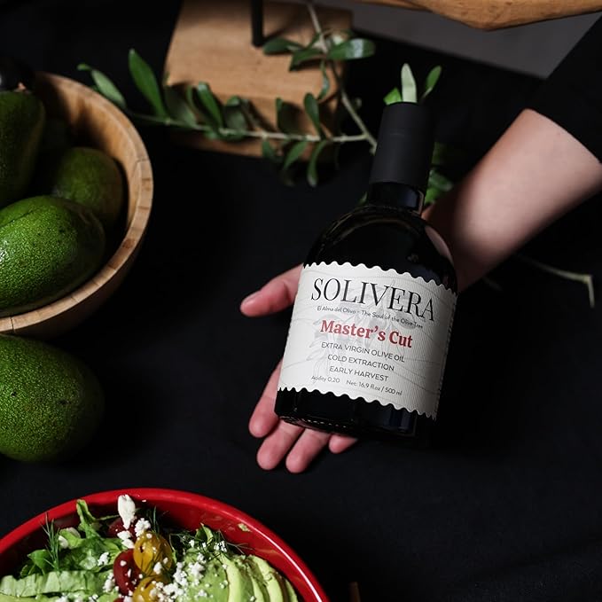 Solivera Master’s Cut Extra Virgin Olive Oil, Signature Early Harvest Blend for Dipping & Finishing, 350 mg/kg High in Polyphenols Evoo
