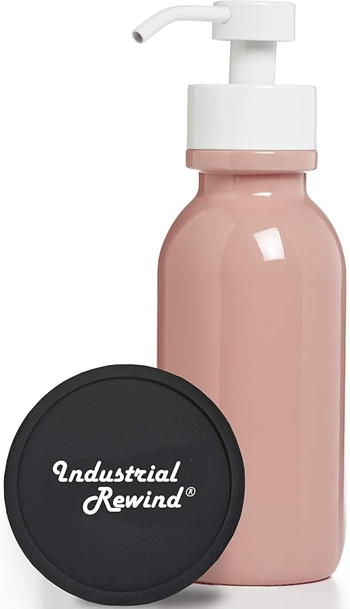 16oz Coral Glass Soap Holder for Foaming Soap, Dispenser for Foaming Bath or Hand Soap by Industrial Rewind® (Salmon/White)