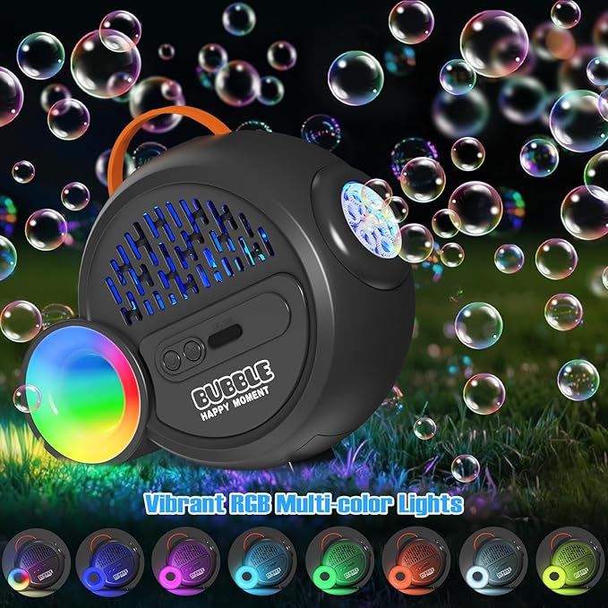 Bubble Machine for Kids Toddlers,Automatic Bubble Maker with RGB Light,Rechargeable Type-C Charge Bubble Blower,Bubble Toy for 3 4 5 6 7 Year Old Boy Girl,Outdoor Party Wedding Easter Gifts(Gray)