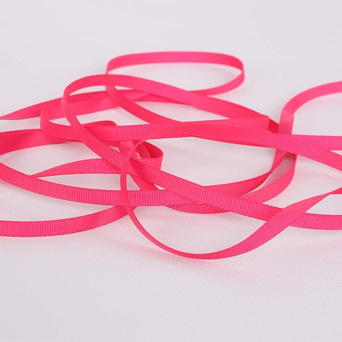 Ribbonitlux 1/4" Wide Solid Grosgrain Ribbon 25 Yards (176-Fuchsia）, Set for Gift Wrapping, Party Decor, Sewing Applications, Wedding and Craft